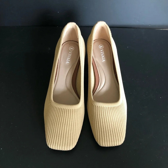 Vivaia Melody Square Toe Chunky Heel Pump Cream Ivory Size EUR 37.5 US 7 - Picture 5 of 12